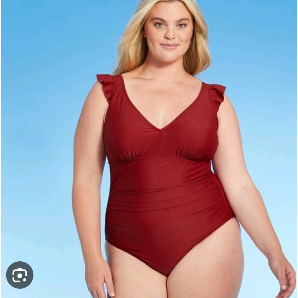 Kona sol tummy control red wine one piece swimwear